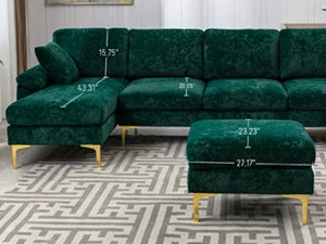 Sofa couch,4 Seat ,L-Shaped Velvet with Chaise Lounge