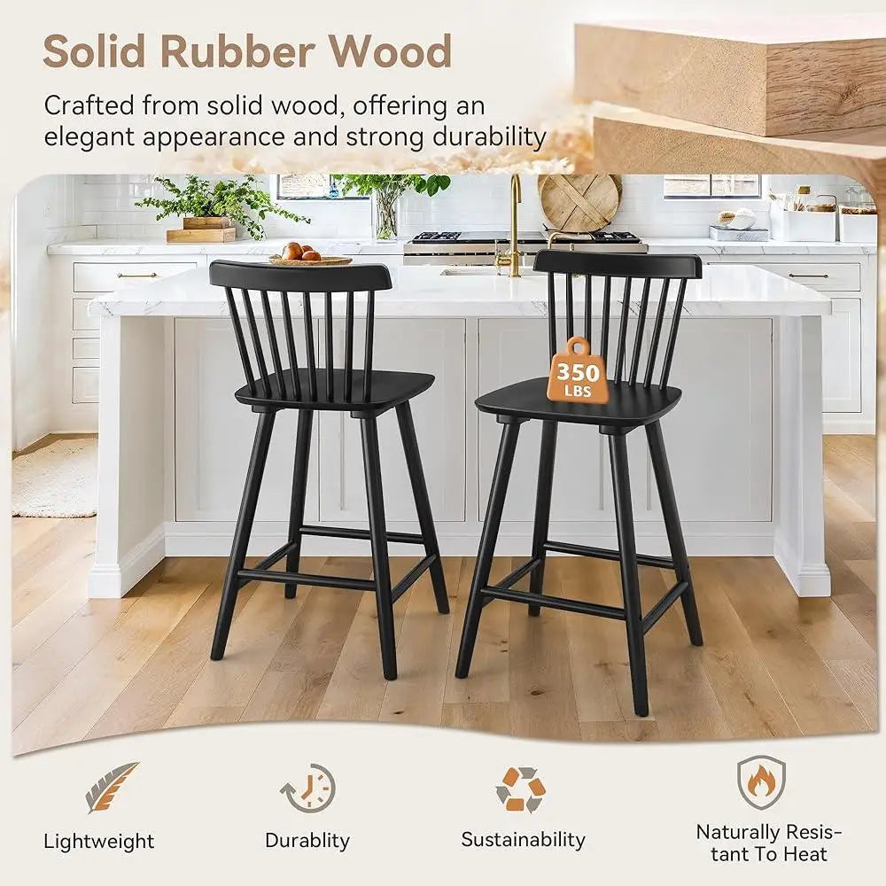 4 Pieces Wooden Bar Stools Set 24 Inch
