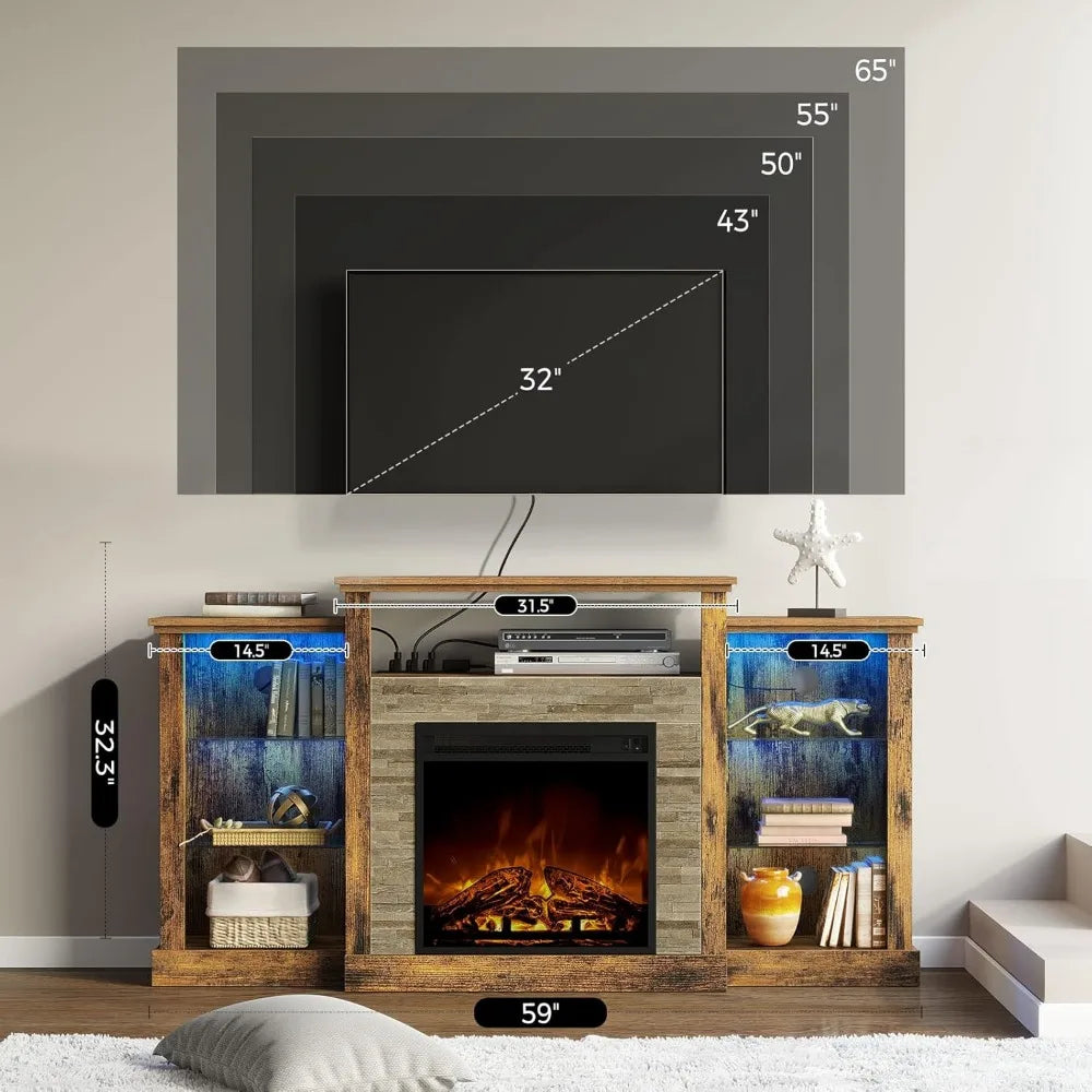 Fireplace TV Stand with Led for TVs up to 65"