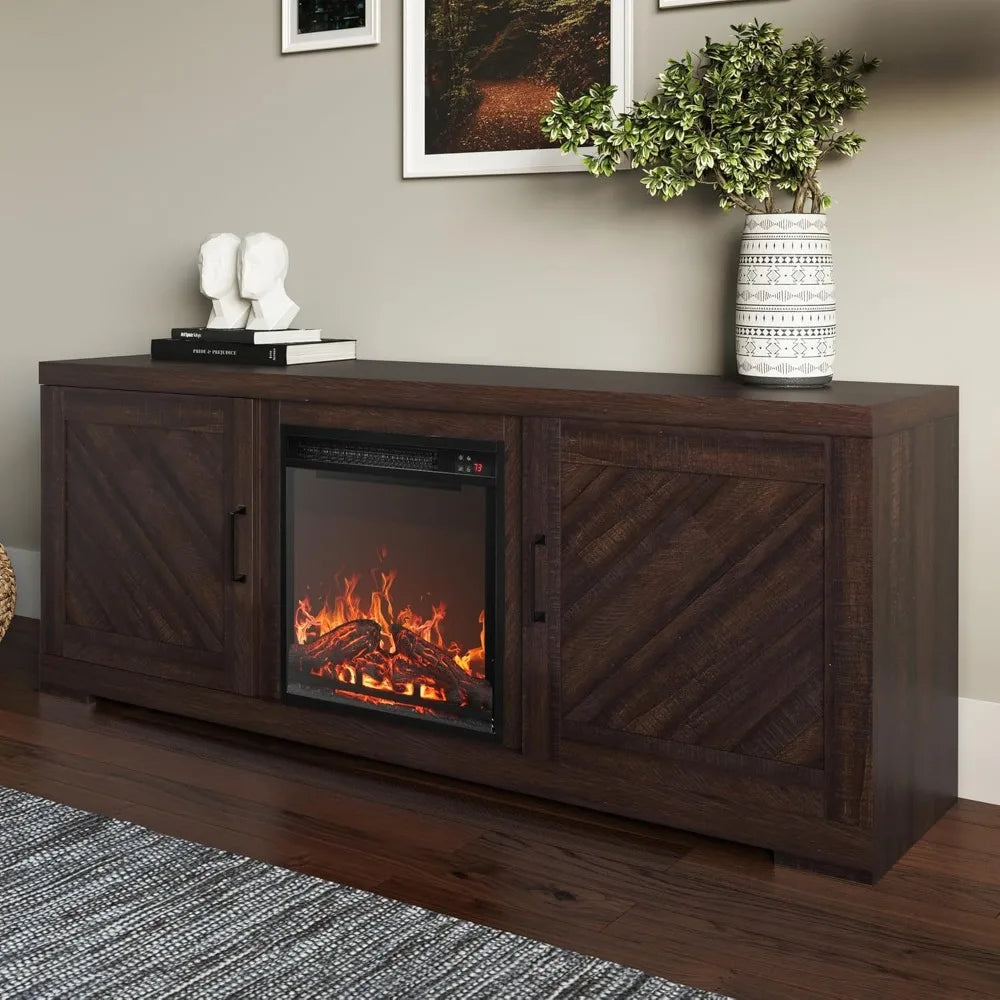 TV Stand with Electric Fireplace Heater for TVs Up To 65