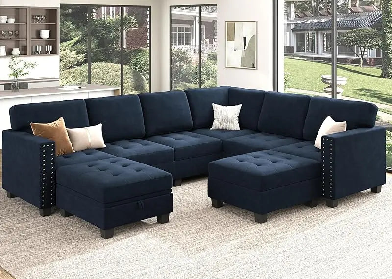 Velvet Modular Sectional sofa, Convertible L Shaped couch with Storage