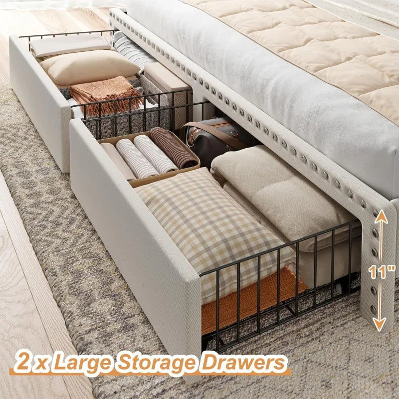 Full, Queen and King size Bed Frame with Drawers