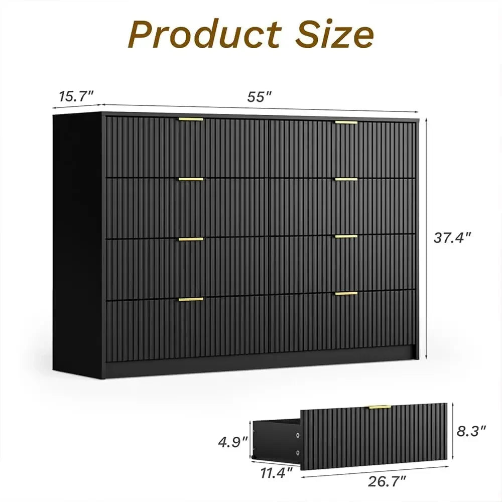 Double Dresser, Modern Tall Chest of Drawers