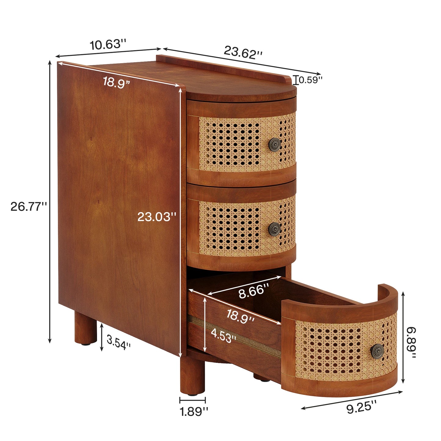 Tribesigns End Table Round Solid Wood Sofa Bedside Narrow Bedroom Side Table Nightstand with Drawer