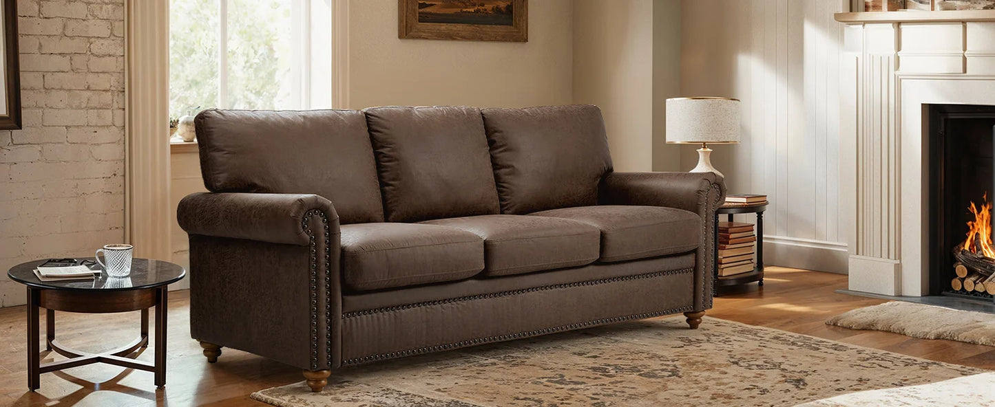 3-Seat Modern Living Room Sofa - Luxury Leather