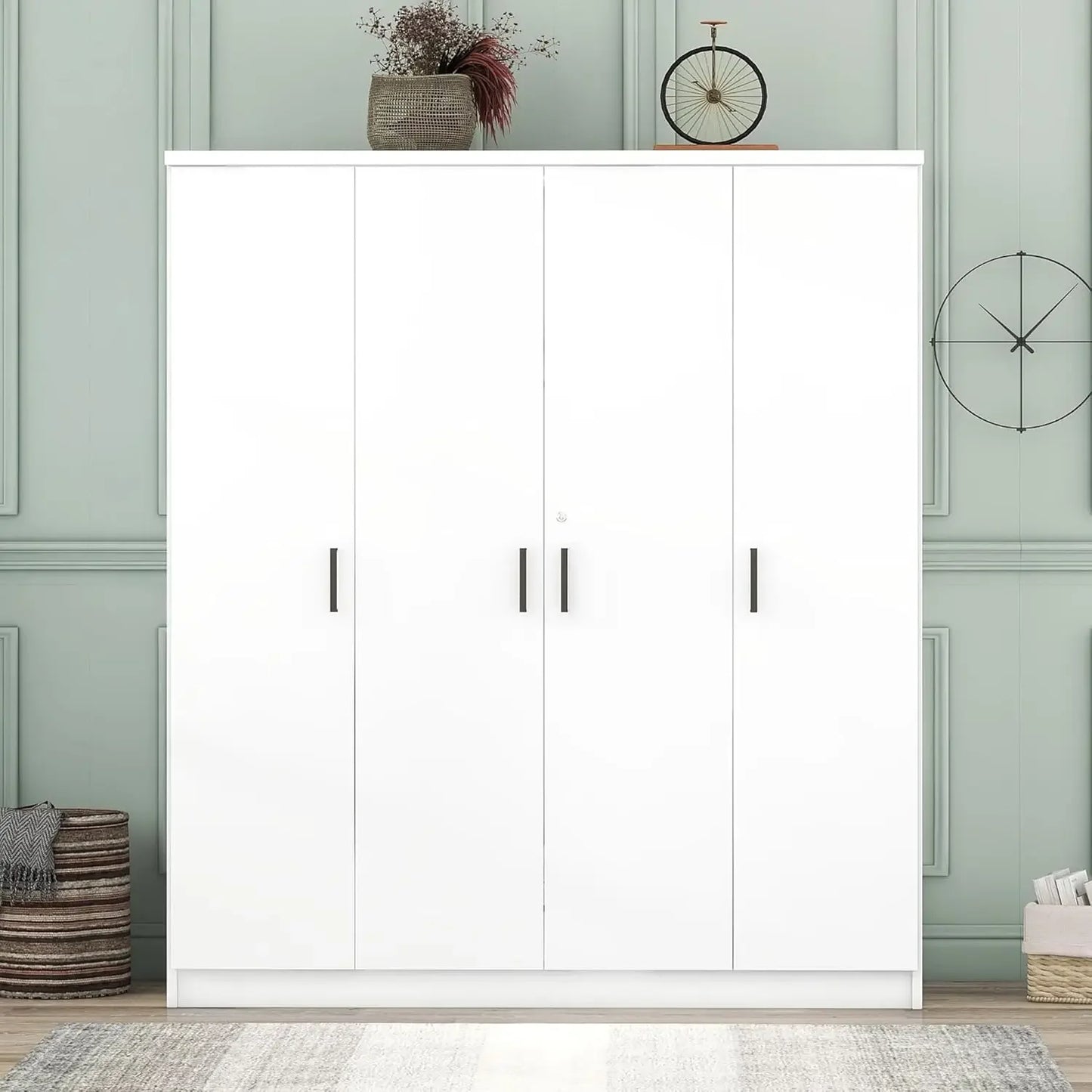 4-Door Wardrobe with Drawers, Shelves and Hanging Rail