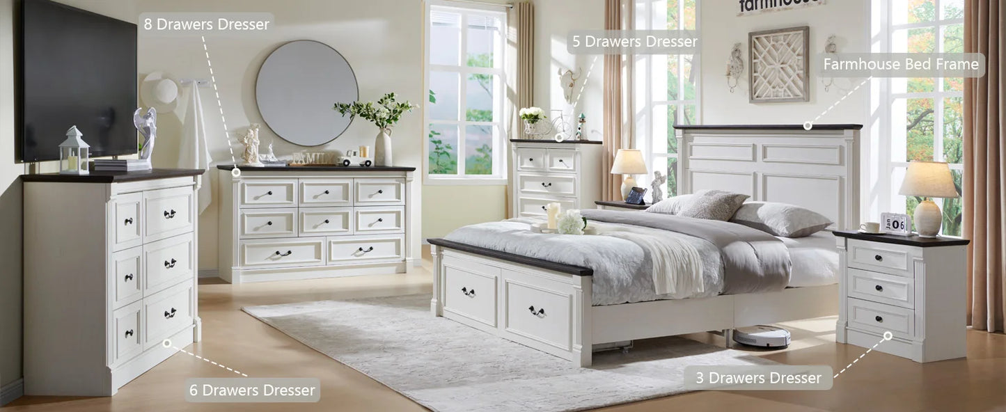 Queen Size Bed Frame, with Storage Drawers