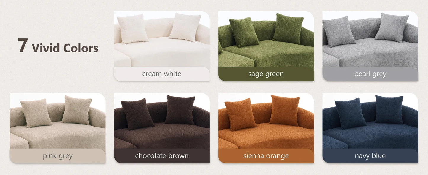 Oversized Sectional Sofa, Luxury Plush Chenille 4-Seater with 4 Throw Pillows