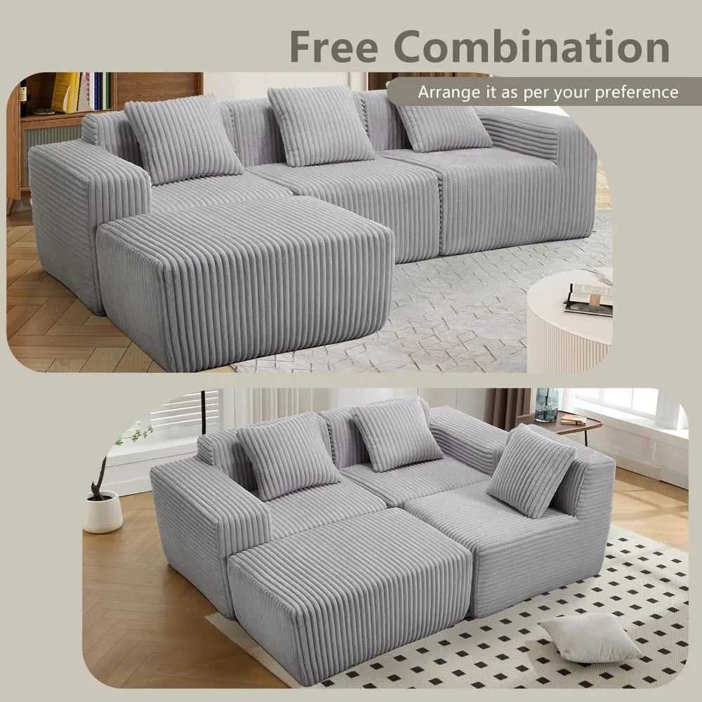 L-Shaped Free Combination Sofa,4Seater Corner Couch Deep Seat