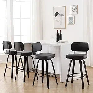 Bar Stools Set of 4, 26" Upholstered Faux Leather