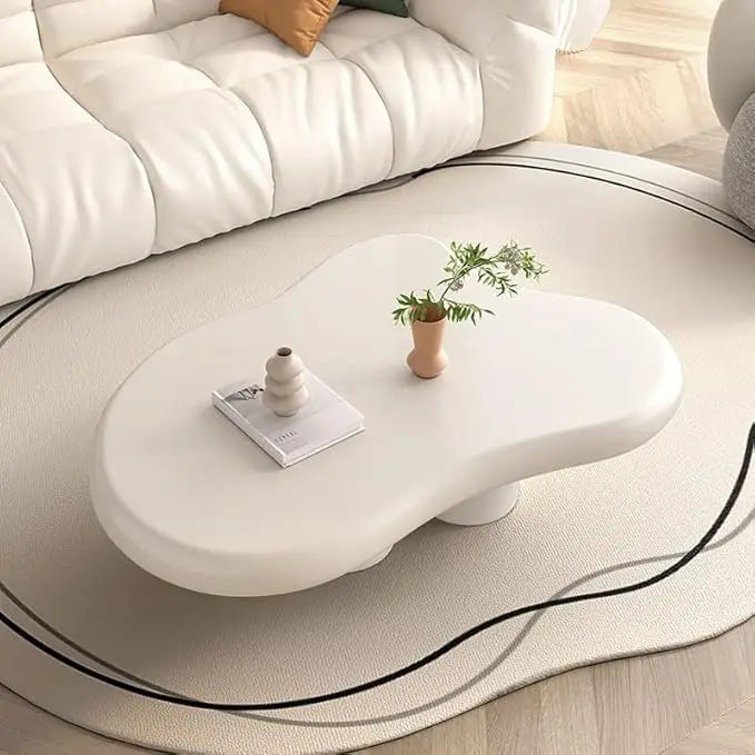 Coffee Table Cloud,Unique Wavy Design, Irregular Shape Living Room Coffee Table, Modern Aesthetic Cute Funky Indoor Center Table