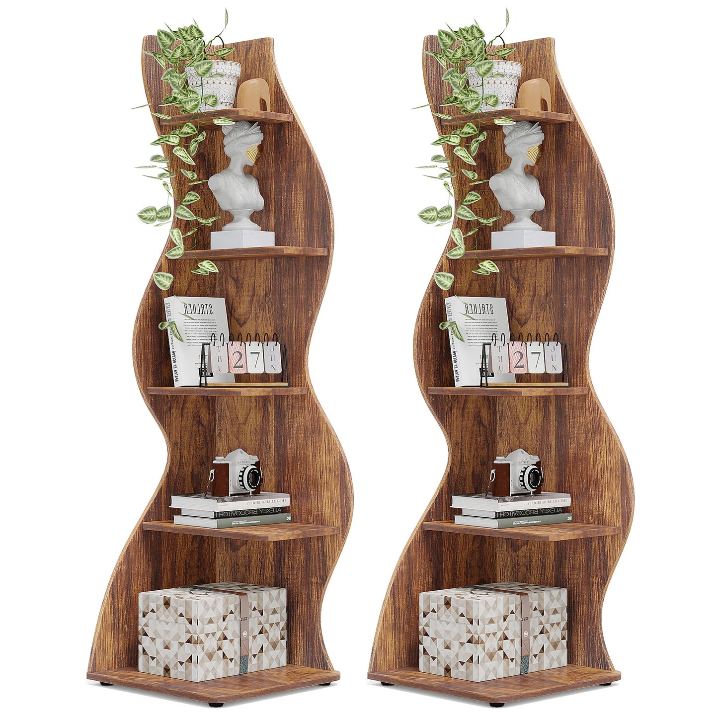 Corner bookShelf, 5-Tier Stylish Corner Bookcase