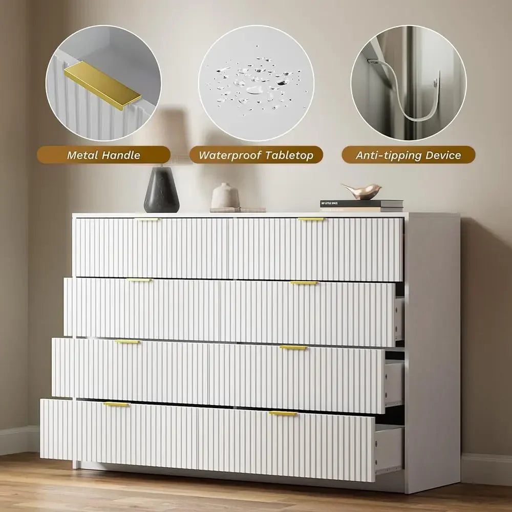 Double Dresser, Modern Tall Chest of Drawers
