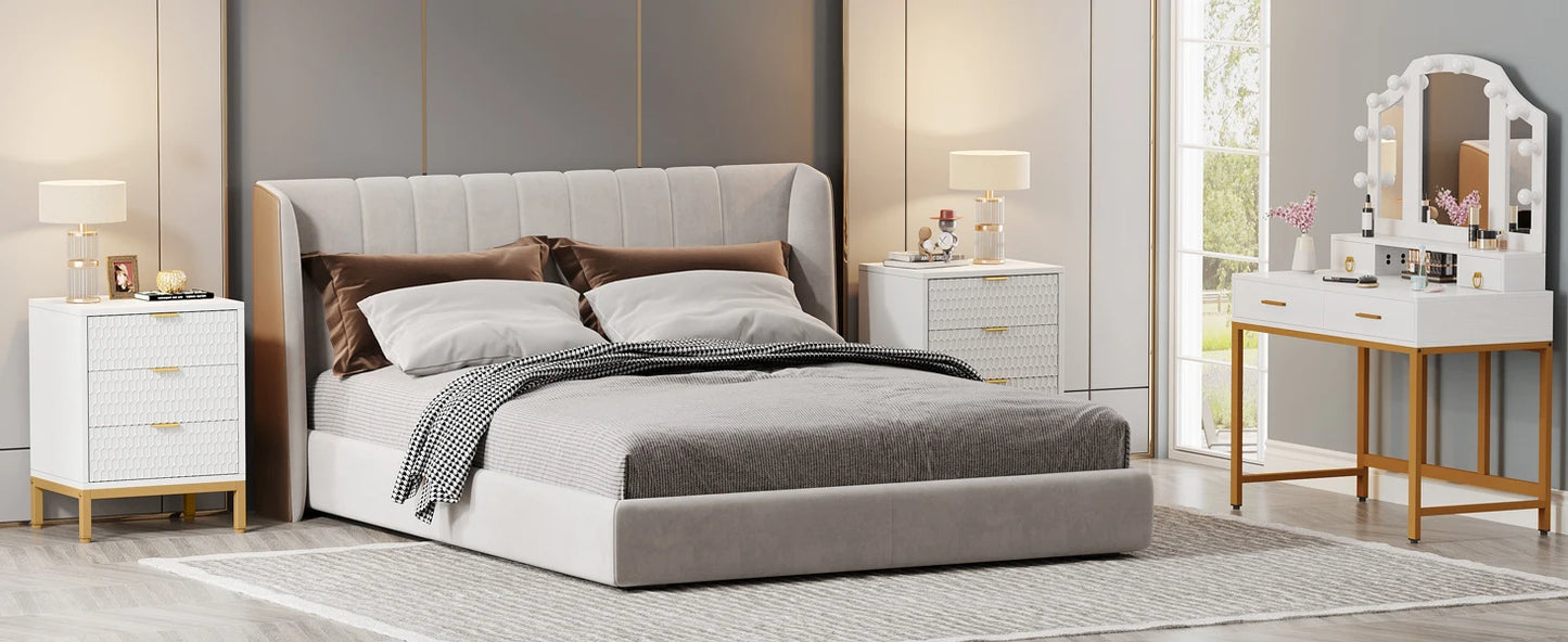 Tribesigns Modern Nightstand, 65.5 cm Tall Bedside Table with 3 Drawers, Contemporary End Side Table with Storage