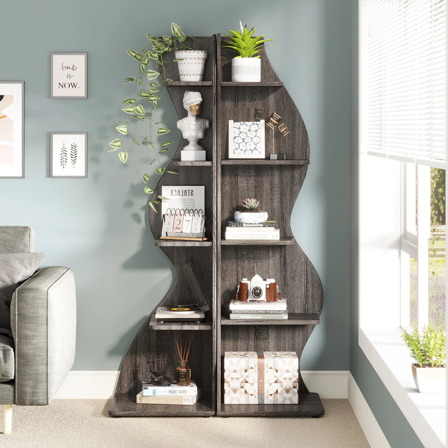 Corner bookShelf, 5-Tier Stylish Corner Bookcase