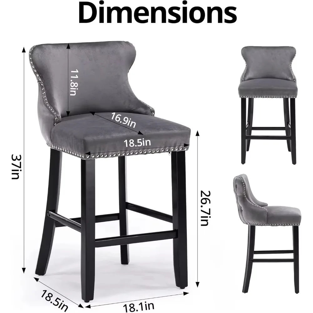 Bar Stools Set Counter Height,with Solid Wood Legs