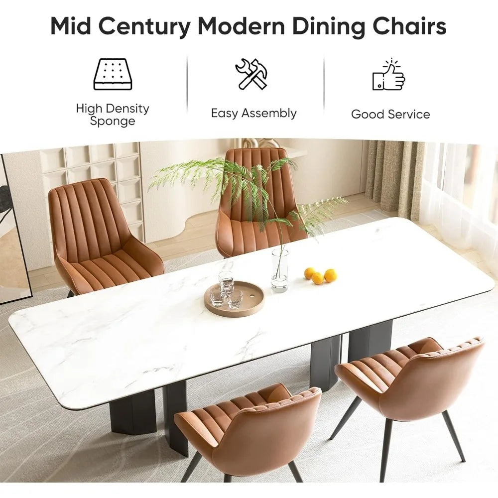 Modern Dining Chairs Set of 4, Comfy Dining Room Chairs with Thick Cushions, Upholstered Fabric Kitchen Side Chairs