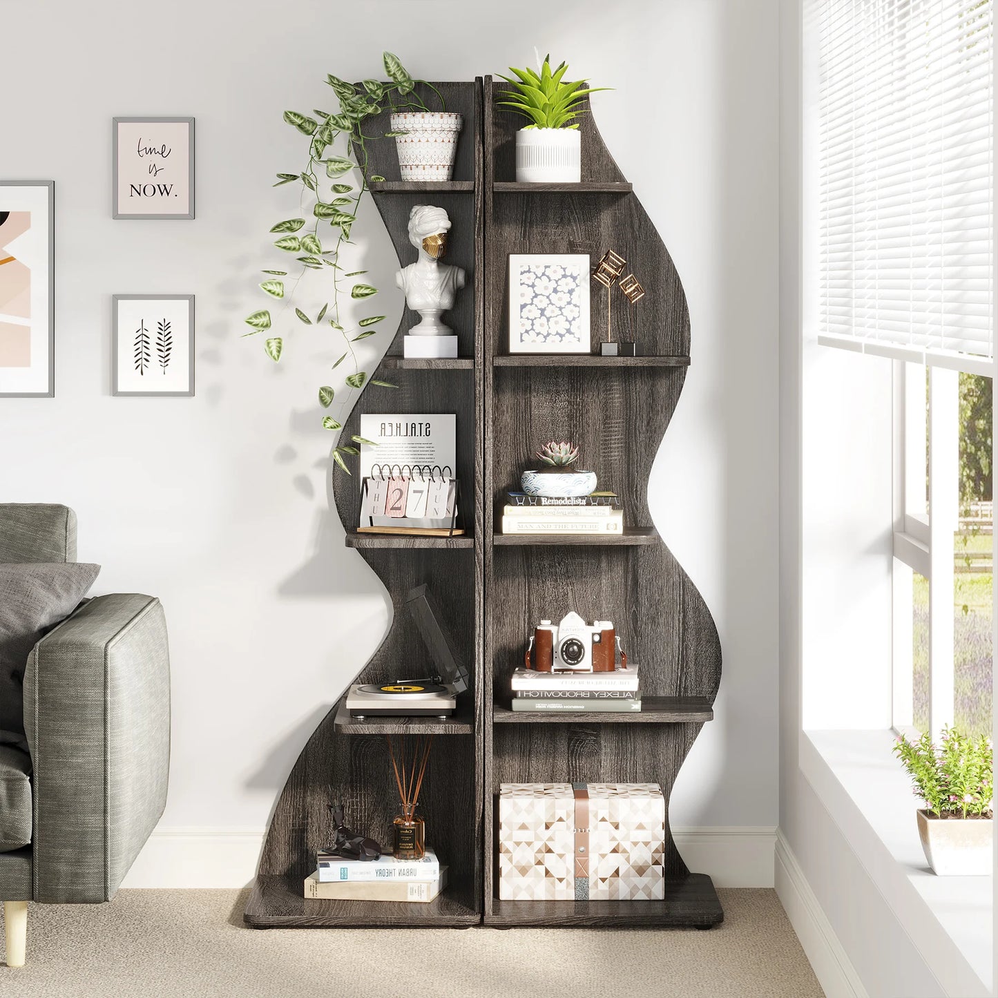 Corner bookShelf, 5-Tier Stylish Corner Bookcase