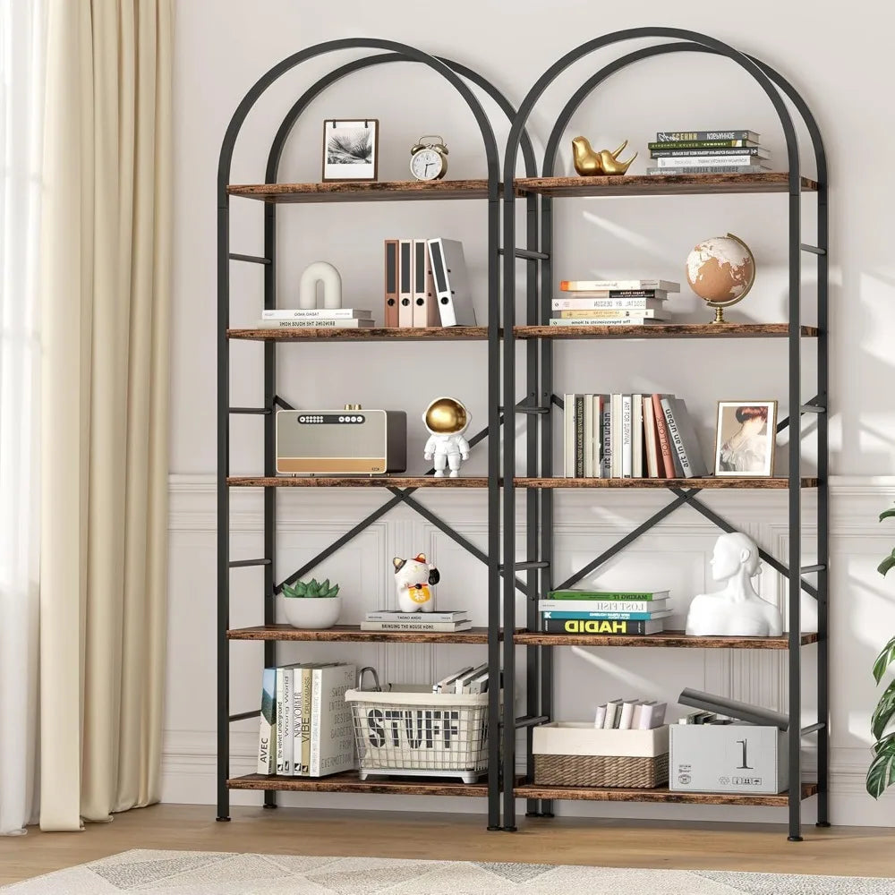 5 Tier Bookcase, Tall Modern Bookshelf