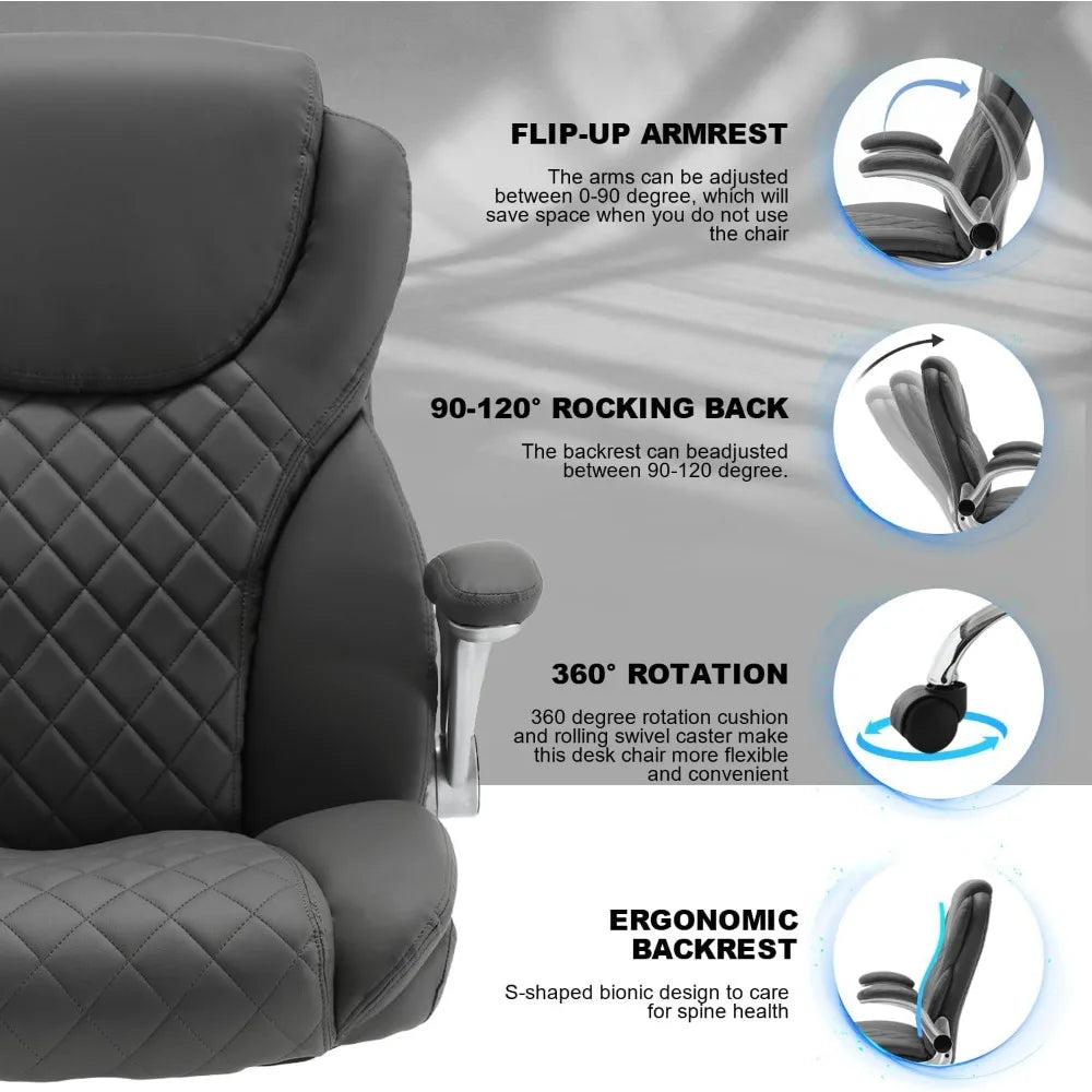 Office Chair, Pu Leather High Back with Wheels