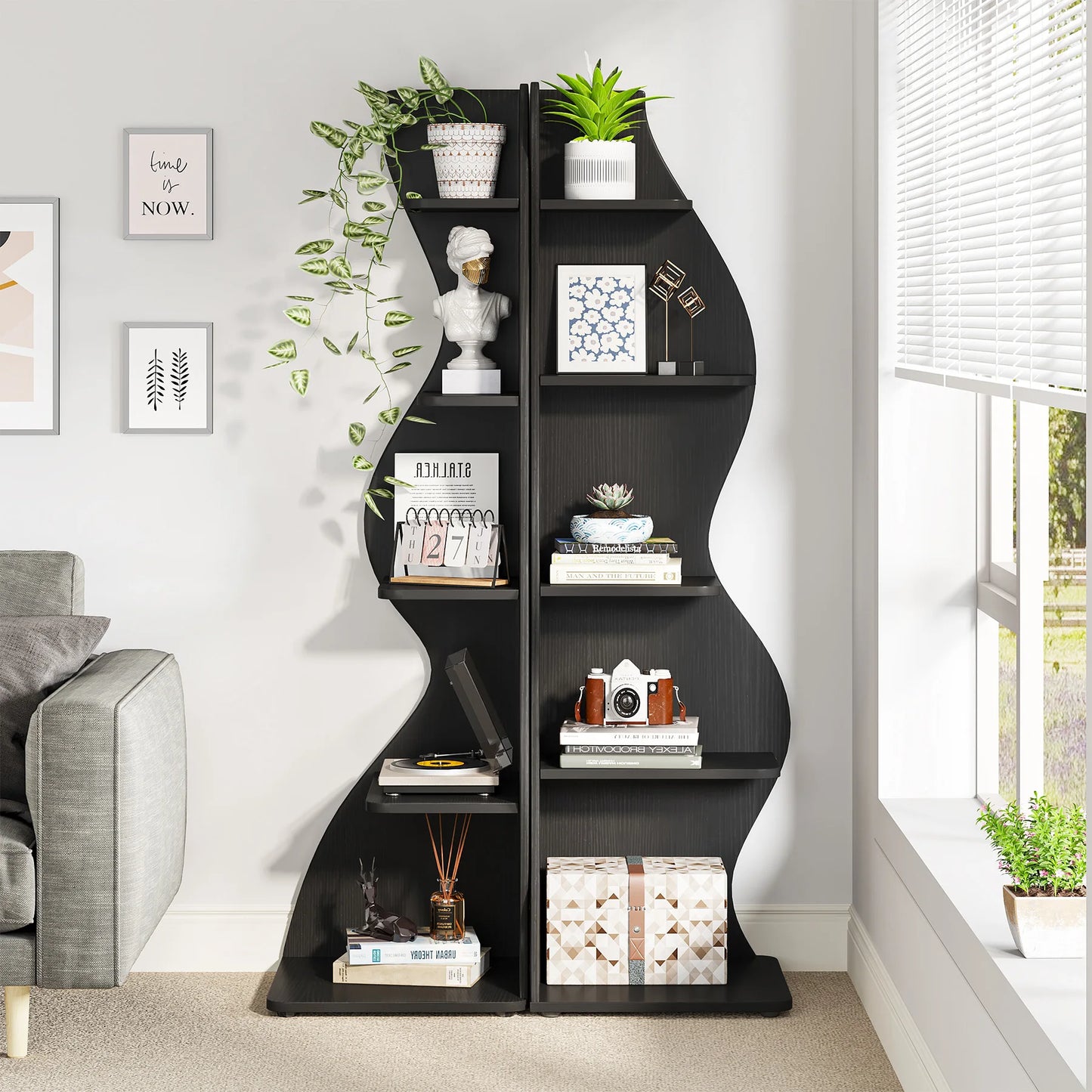 Corner bookShelf, 5-Tier Stylish Corner Bookcase