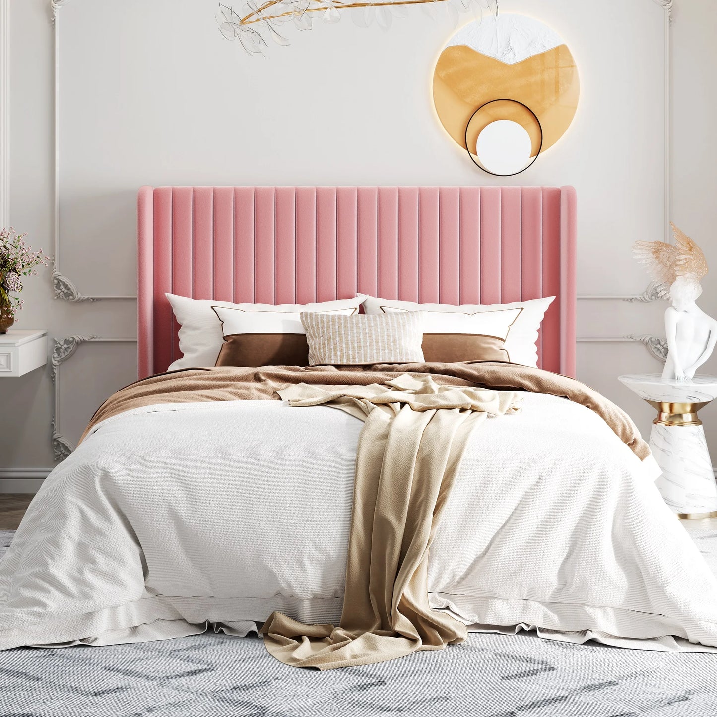 Bed Frame with Wingback Headboard – Full, Queen & King