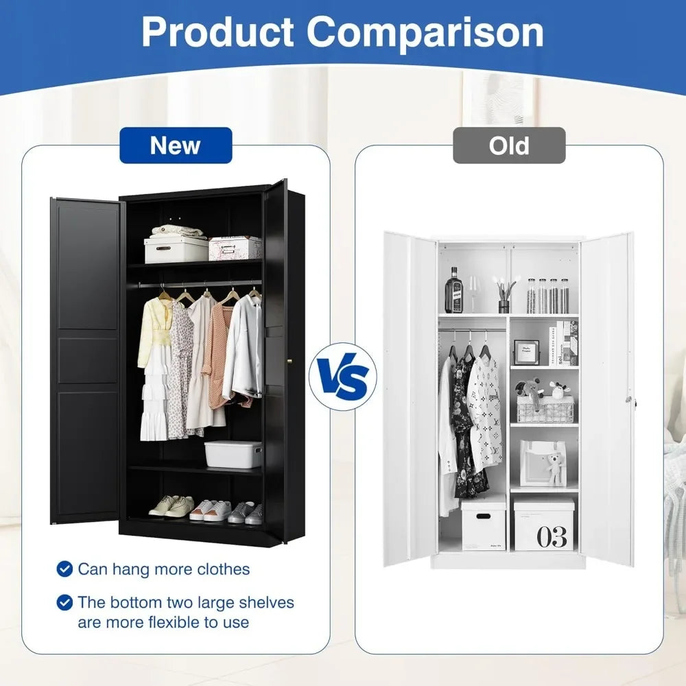 Metal Armoire Wardrobe Closet with 2 Doors