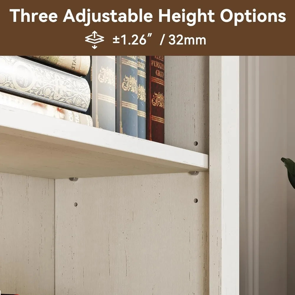 5 Tier Bookcase, Bookshelf with Adjustable Shelves