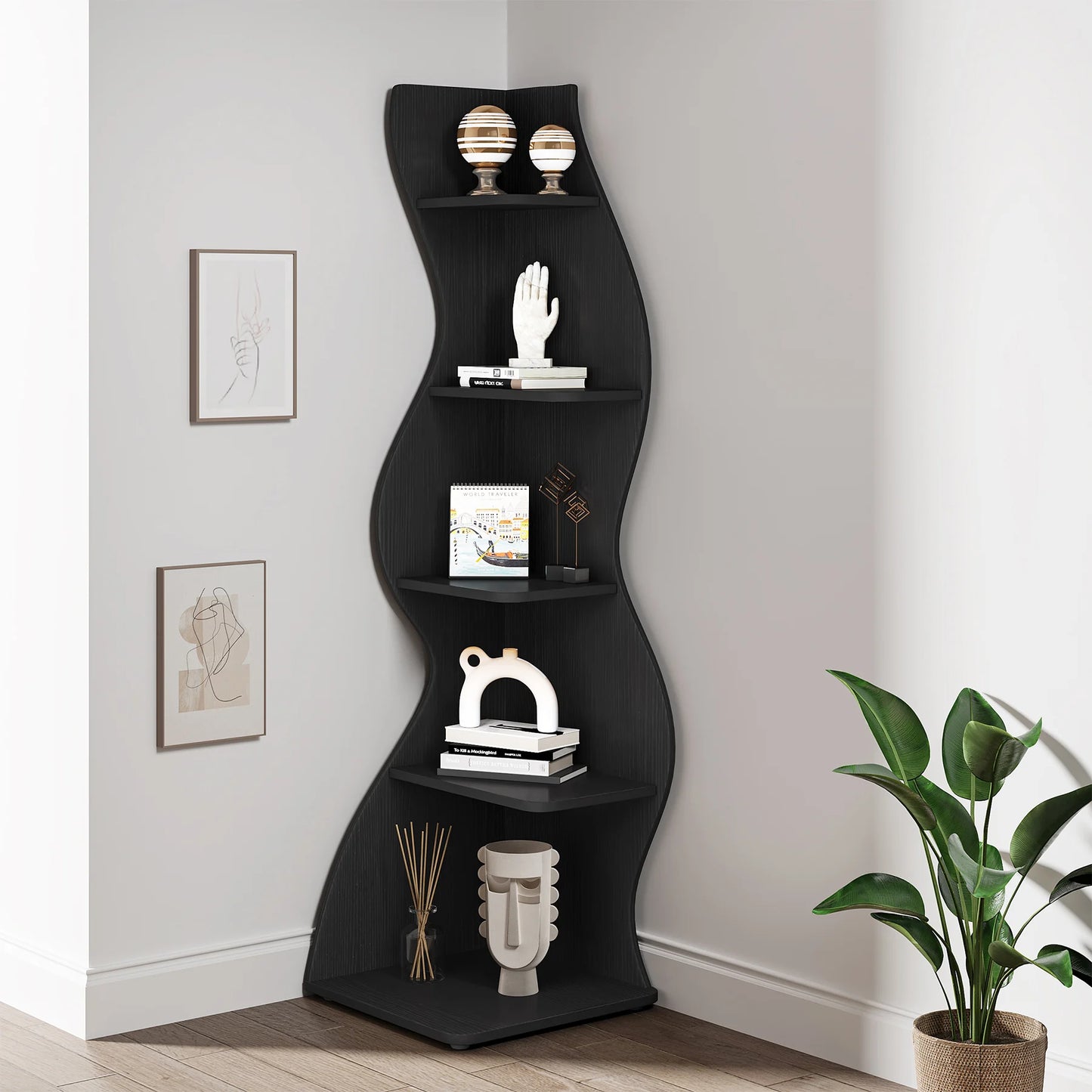 Corner bookShelf, 5-Tier Stylish Corner Bookcase