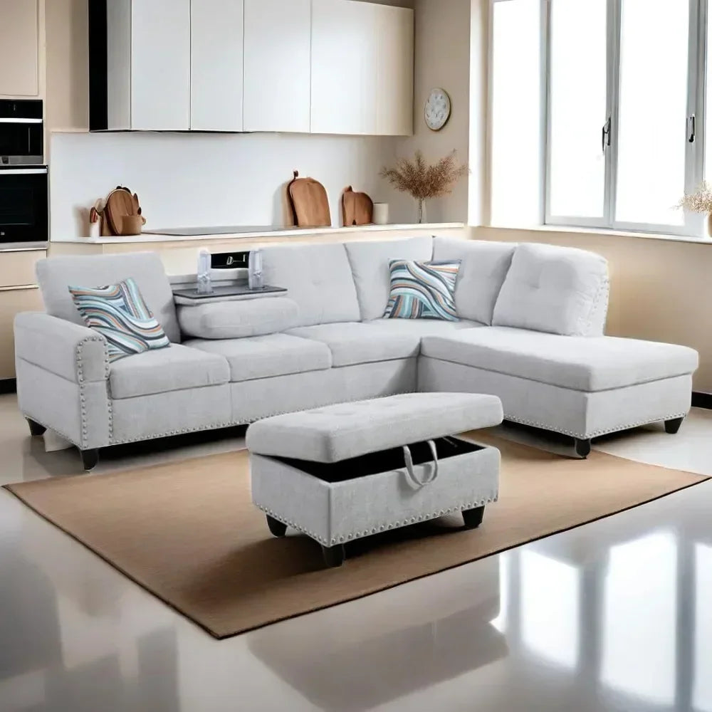 Modern Lounge 4 seats Sofa - L Shaped Sectional Couch