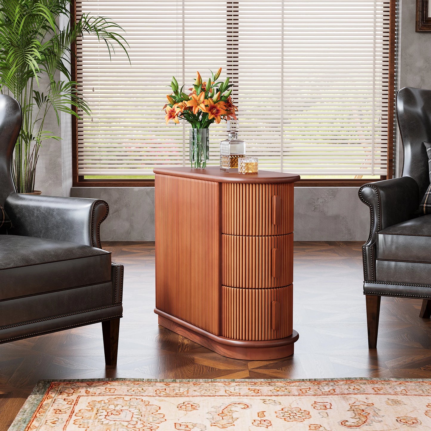 Tribesigns End Table Round Solid Wood Sofa Bedside Narrow Bedroom Side Table Nightstand with Drawer