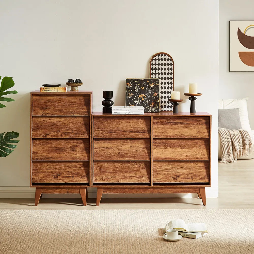 6 Drawer Double Dresser, Wood Chest of Drawers