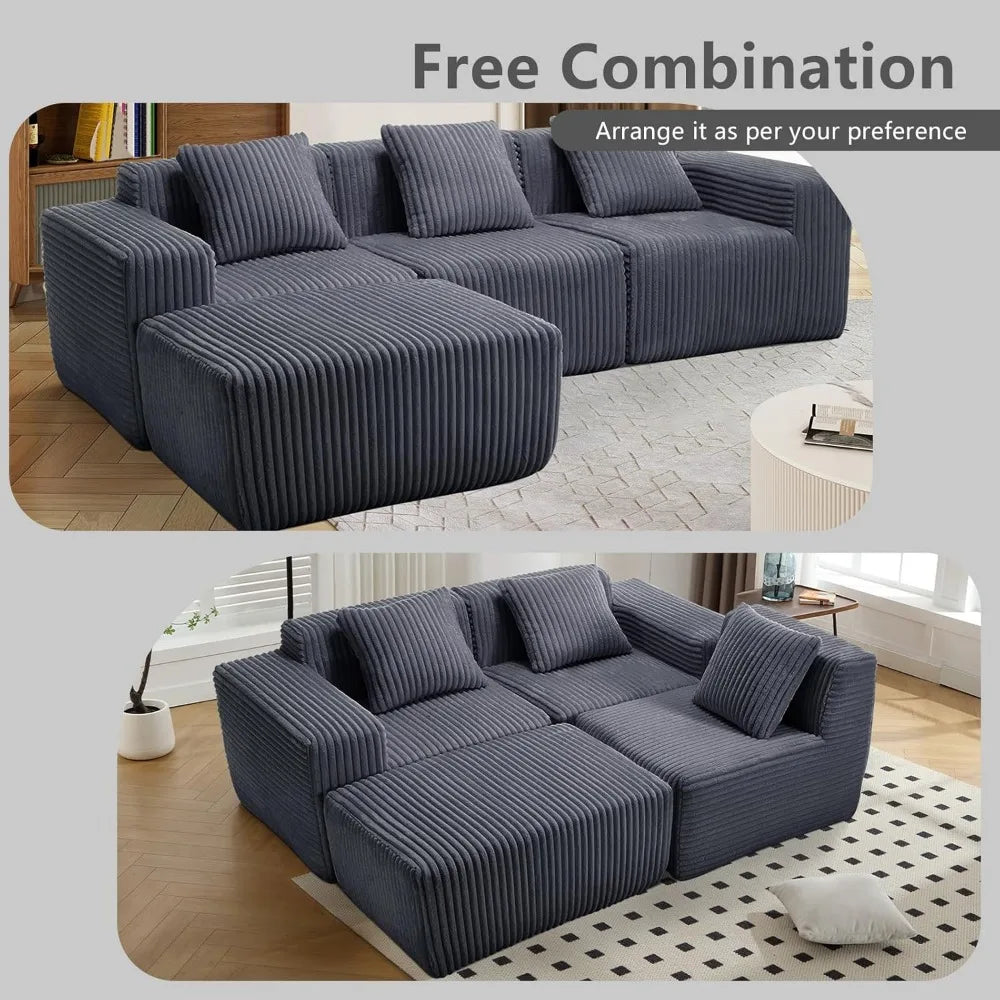 L-Shaped Free Combination Sofa,4Seater Corner Couch Deep Seat