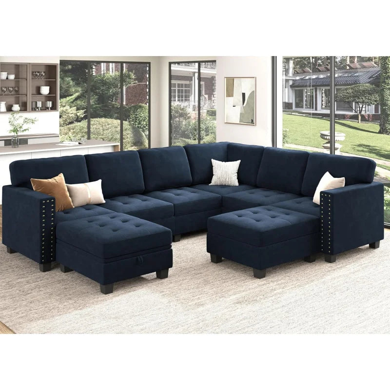 Velvet Modular Sectional sofa, Convertible L Shaped couch with Storage