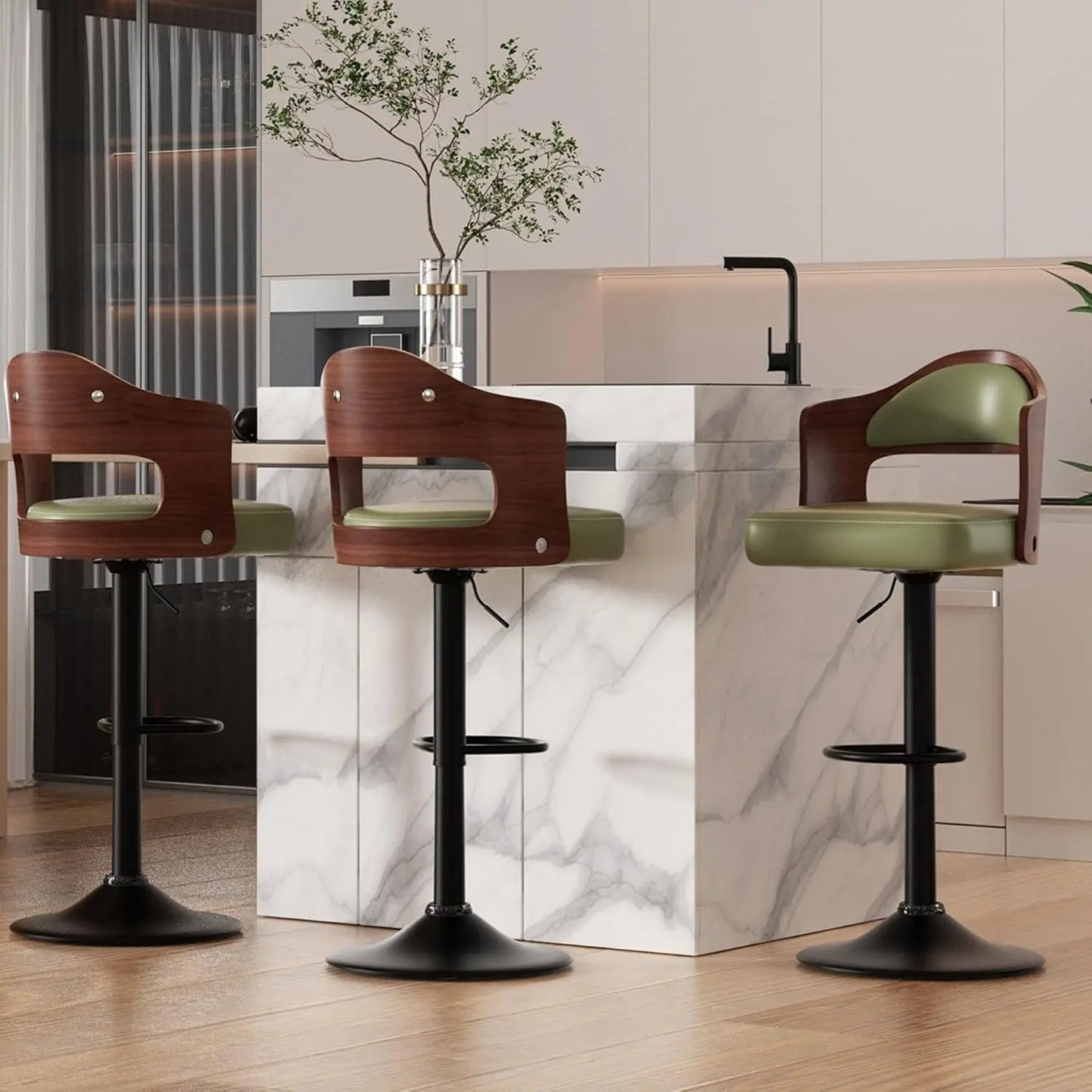 Swivel Bar Stools Set of 3 Seat Adjustable Height