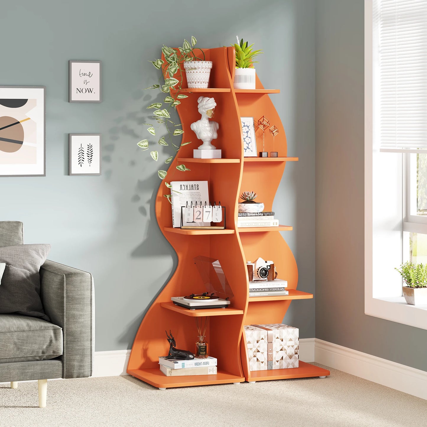 Corner bookShelf, 5-Tier Stylish Corner Bookcase