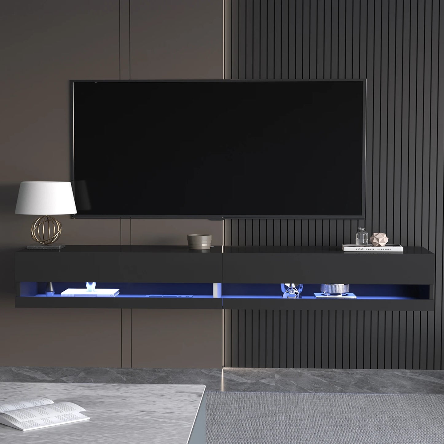 71" Floating TV Stand for 75/80" TV w/Power Outlets