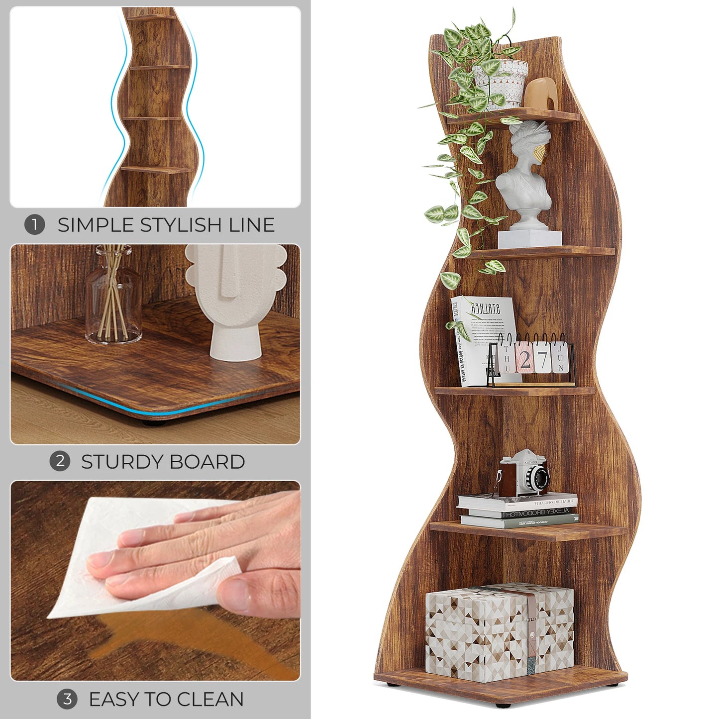Corner bookShelf, 5-Tier Stylish Corner Bookcase