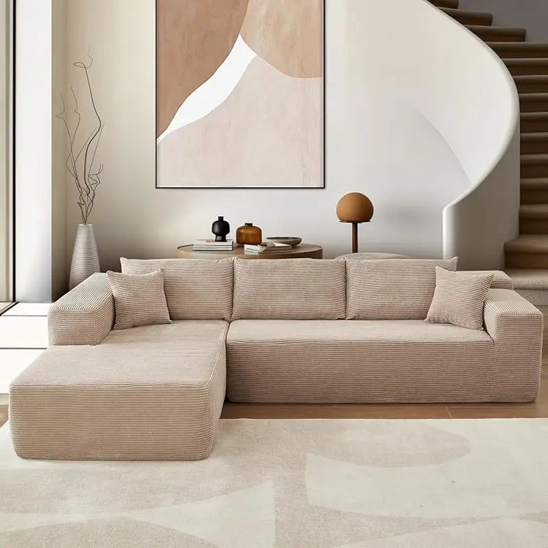 L-Shape Couch with Chaise,Modular Sectional Sofa Cloud Deep Seat