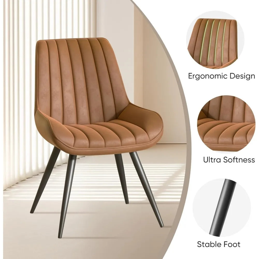 Modern Dining Chairs Set of 4, Comfy Dining Room Chairs with Thick Cushions, Upholstered Fabric Kitchen Side Chairs