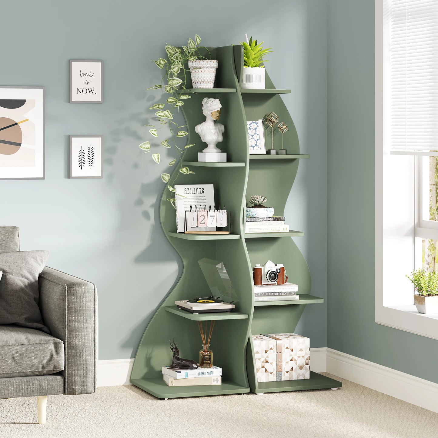 Corner bookShelf, 5-Tier Stylish Corner Bookcase
