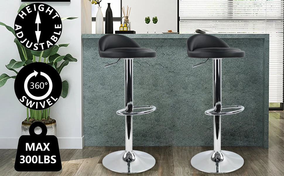 PU Leather Round Bar Stool with Back Rest Height