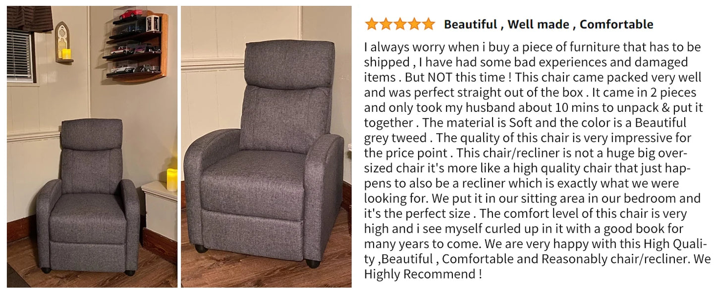 Recliner Chair Massage Sofa Fabric Theater Lumbar