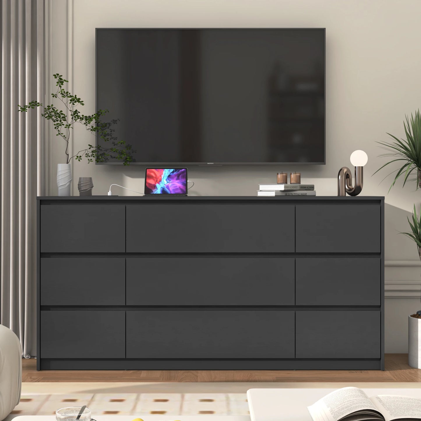 9 Drawer Dresser Chest of Drawers with Charging Station