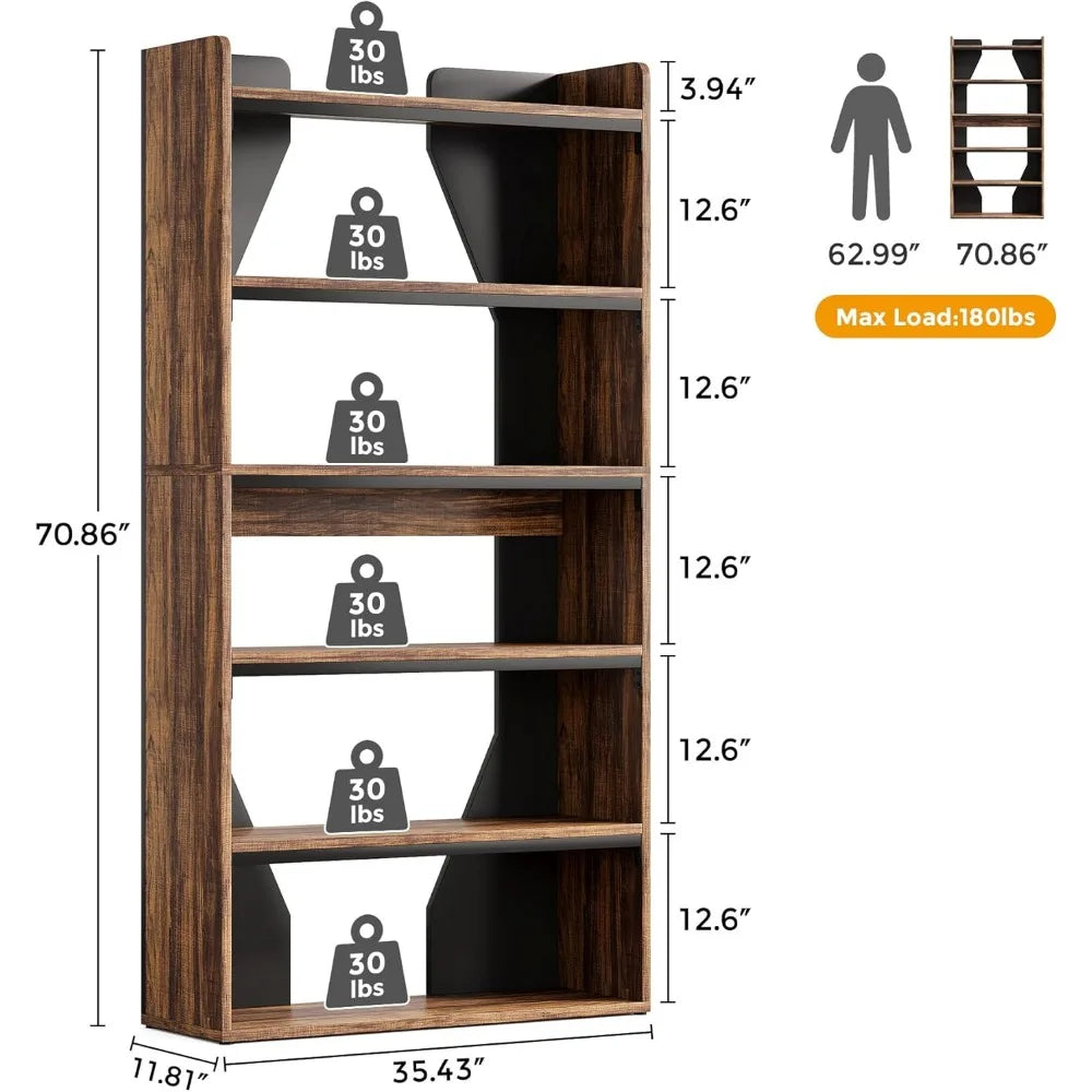6-Tier Bookcase, Open Display Bookshelve