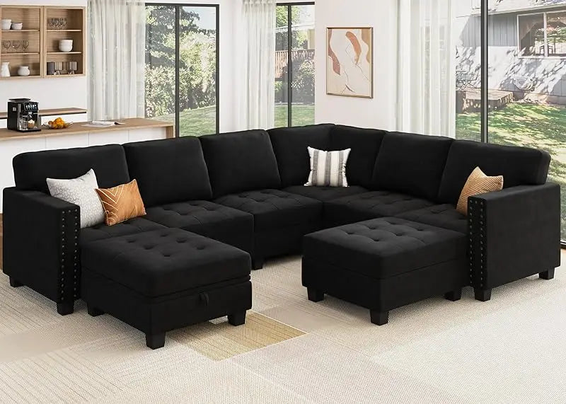 Velvet Modular Sectional sofa, Convertible L Shaped couch with Storage