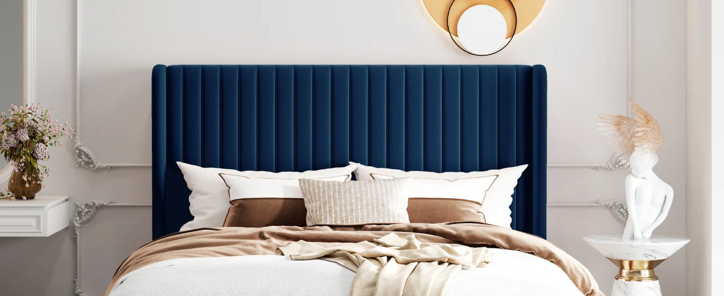 Bed Frame with Wingback Headboard – Full, Queen & King