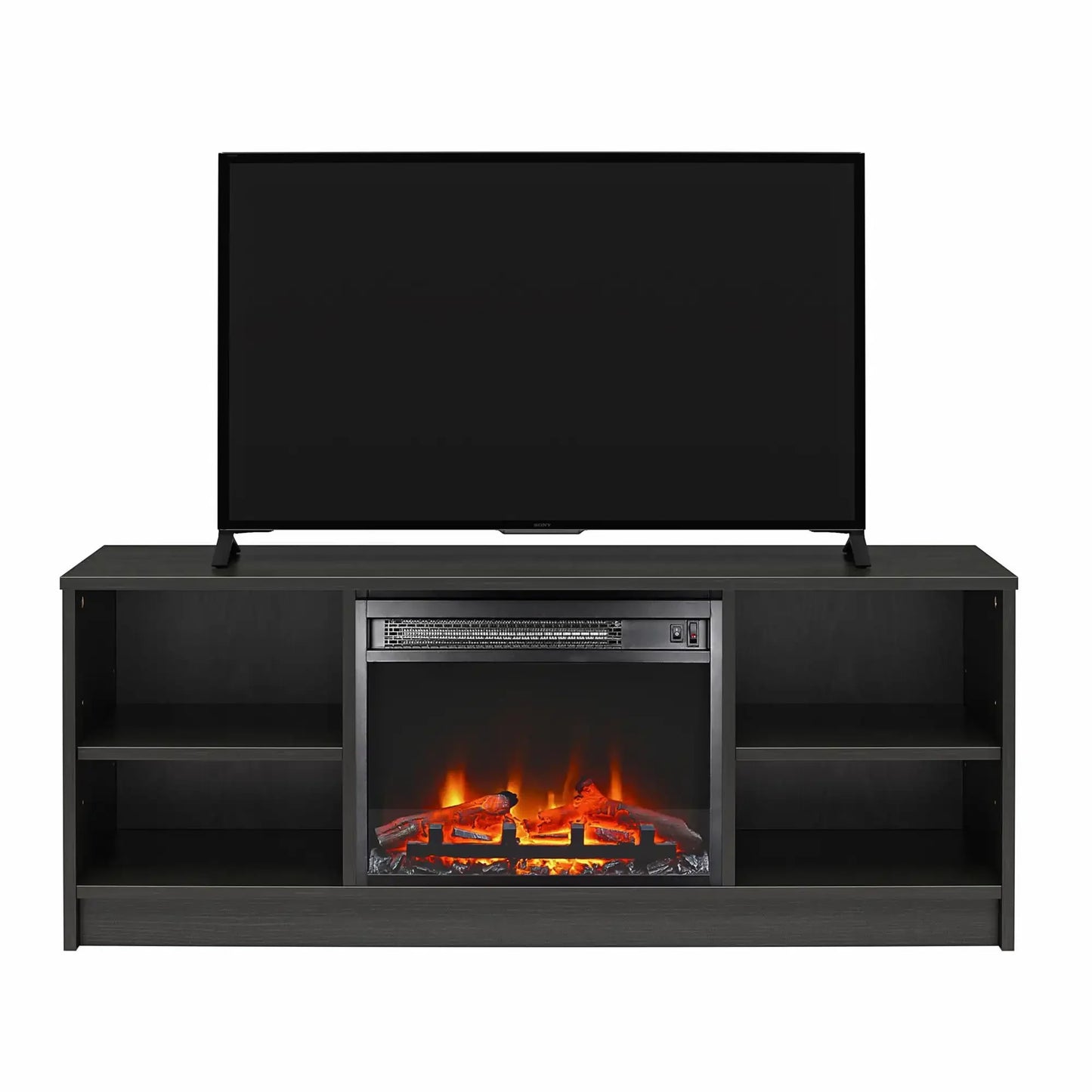 Fireplace TV Stand, for TVs up to 55", Black Oak