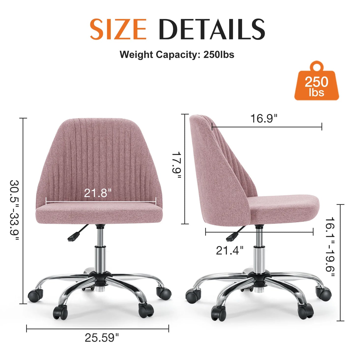 Armless Small Desk Office Chair
