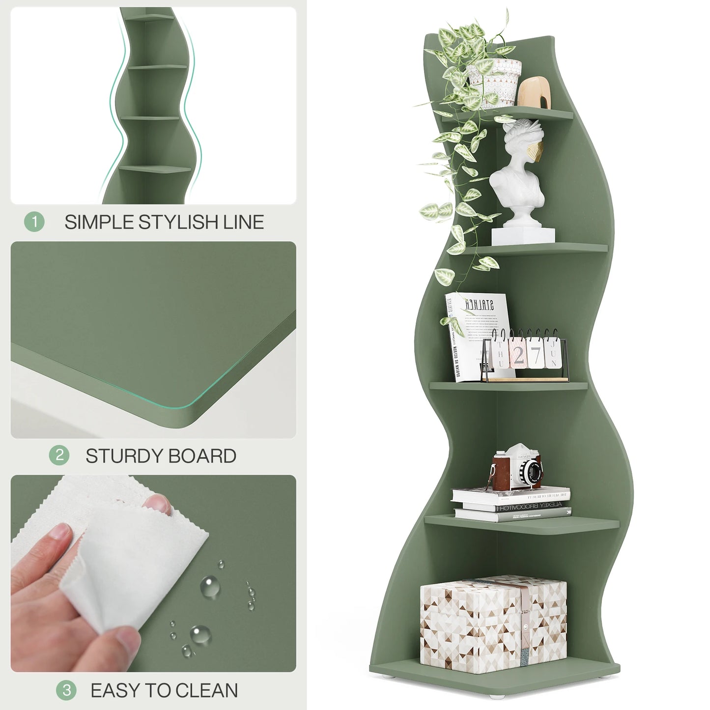 Corner bookShelf, 5-Tier Stylish Corner Bookcase